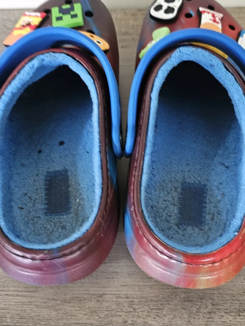 Crocs Classic Lined Clog Red Blue Boy J 2 With Charms